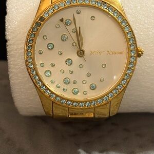 Betsey Johnson Gold Watch with Blue Accents